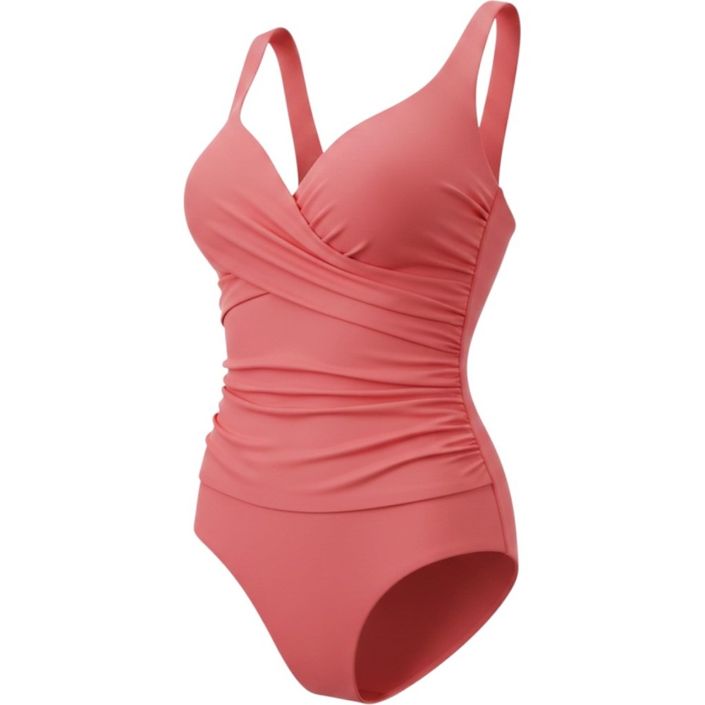 Jantzen Womens Coral Pink Ruched Surplice One Piece Swimsuit Resort BeachSize 16